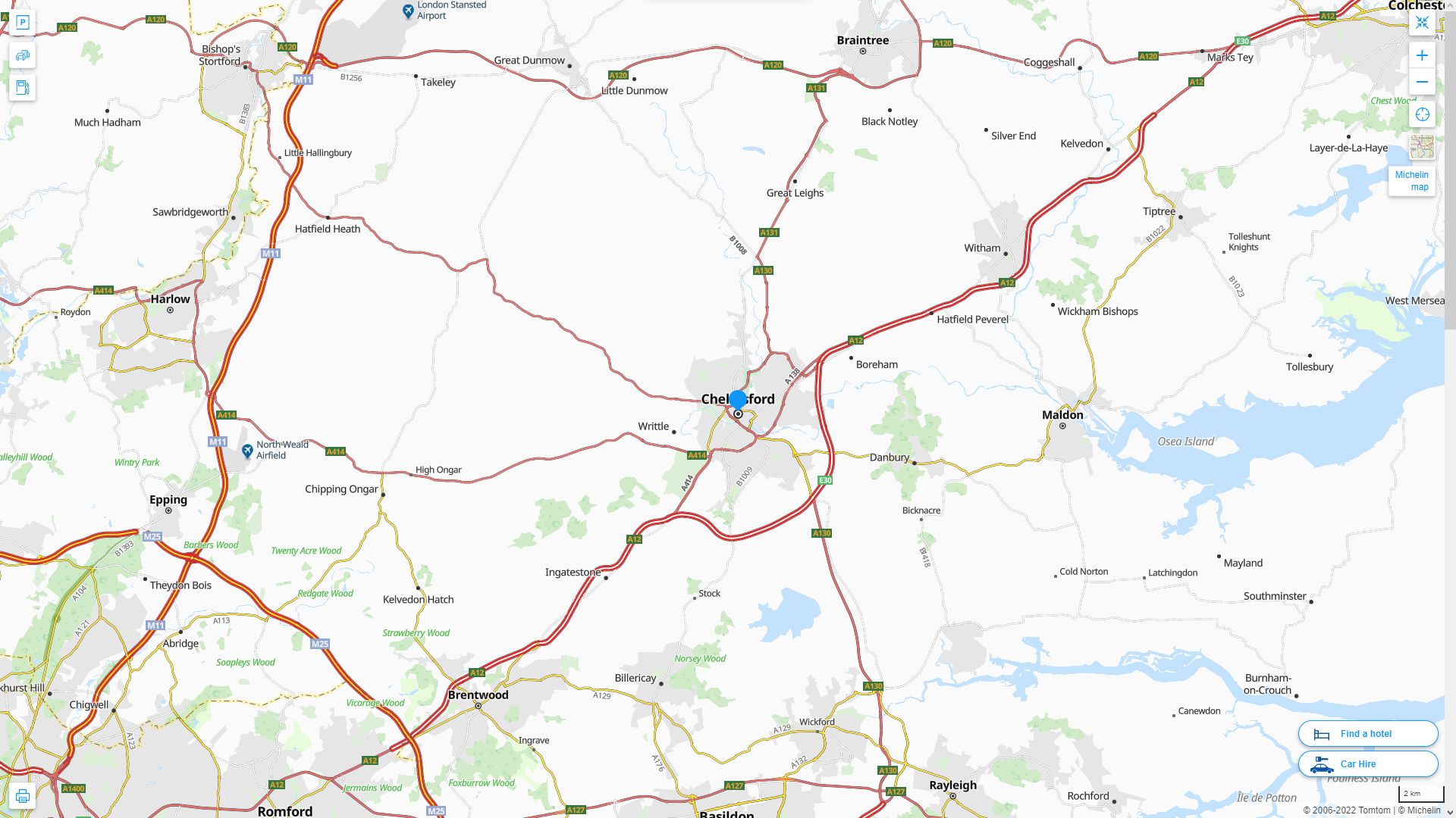 Chelmsford Royaume Uni Autoroute et carte routiere